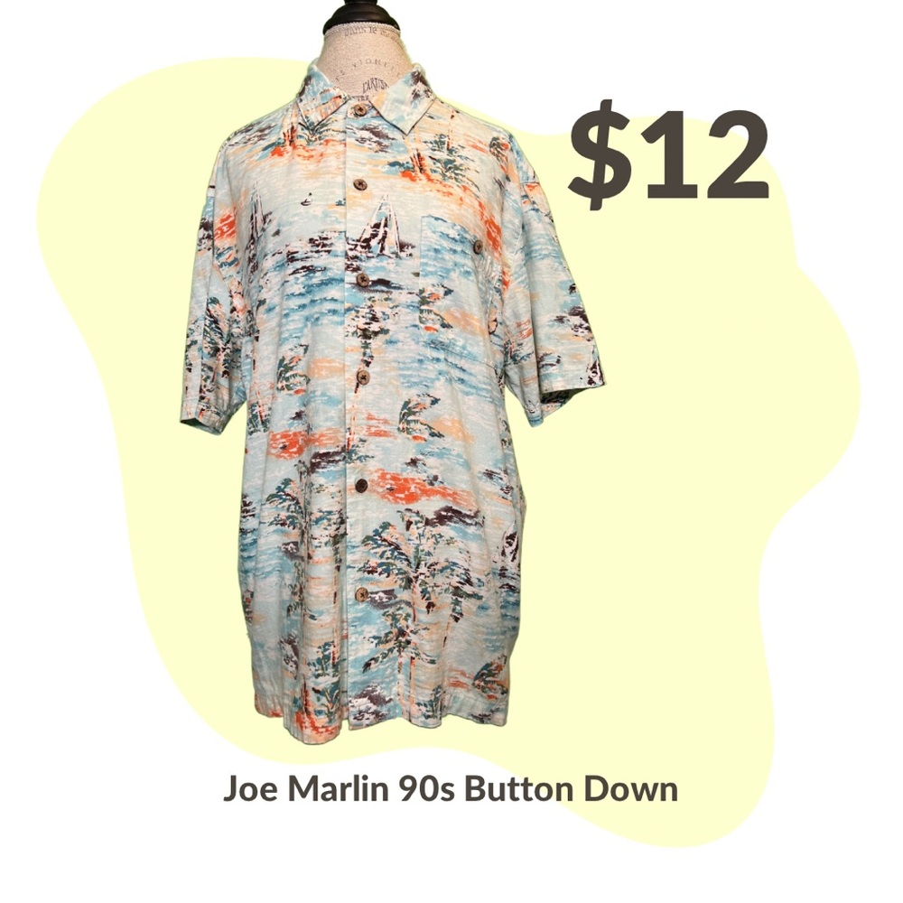 Vintage 90s Joe Marlin Short Sleeve Button Up Hawaiin Tee
